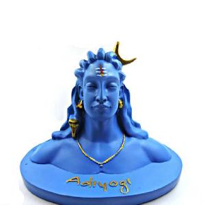 Handikart Blue Shaded Adiyogi Shiva Showpiece for Table, Car Dashboard Mahadev Murti Idol
