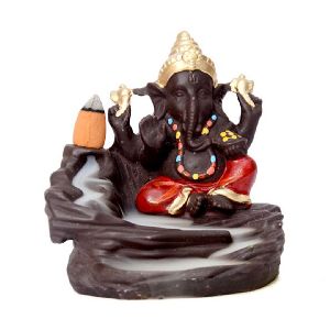Handikart Lord Ganesha On Mountain Incense Cone Holder Ganesha Waterfall Incense Burner Murti Idol