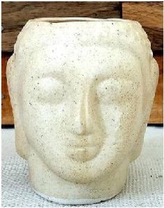 Handikart White Ceramic Big Lord Buddha Head Shaped Planter Succulent Pot