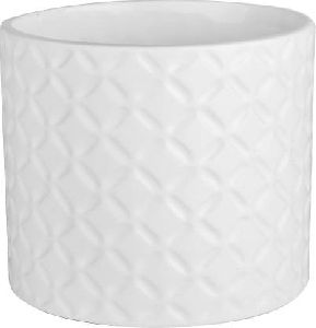 Handikart White Ceramic Tub Shaped Planter Vase for Plants Succulent Pot Cylindrical Planters (12x12