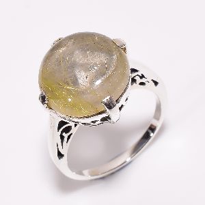 Golden Rutile Gemstone Silver Ring