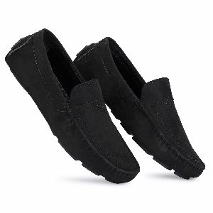 Mens Black Leather Driving Loafers