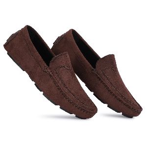 Mens Dark Brown Leather Driving Loafers