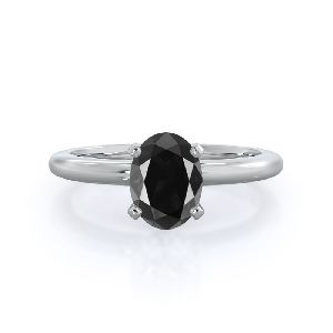 Diamond Ring, Oval Shape, Black Colour