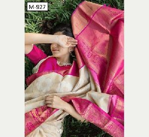 Creamy Kanjivaram Soft Silk Saree