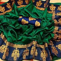 Dark Green Satin Silk Saree