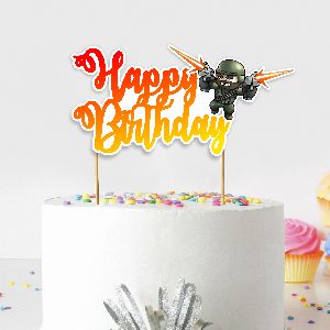 Mini Militia Doodle Army Happy Birthday Cake Topper