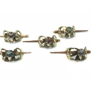 Brass Stone Chips Hair Clips