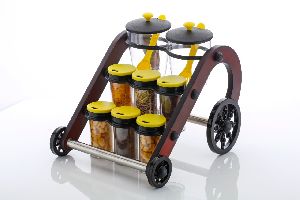 Multipurpose Plastic Wheel Spice Rack 8 Jar,Spice Container for Kitchen