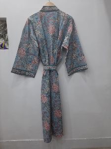 Hand Block Printed Blue Kimono