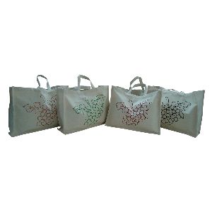 12 Oz Natural Canvas Grocery Bag With Single Color Screen Print