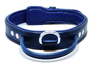 Blue Leather Dog Collar