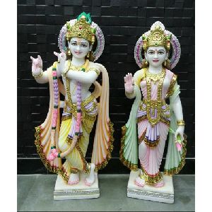 Marble Colored Radha Krishna Statue