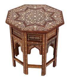 WOODEN INLAID OCT.PANNEL LEGS TABLE size.20&amp;quot;x20&amp;quot;