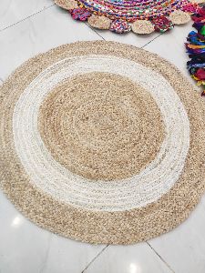 Jute Round Rug white and natural