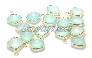 Brass Aqua Chalcedony Bezel Connector, Gender : Male/ Female