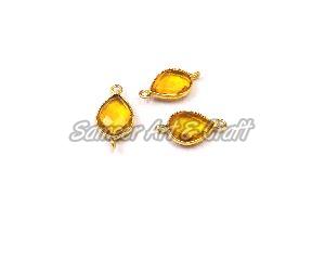 Gold Plated Brass Citrine Quartz Gemstone Connector, Occasion : Festival