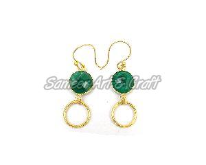 Dyed Emerald Gemstone Hoop Earring