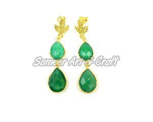 green onyx gemstone Stud Earring