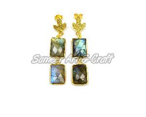 Labradorite Gemstone Stud Earring