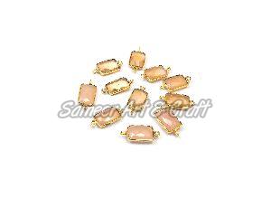 Gold Plated Brass Peach Moonstone Gemstone Connector, Feature : Fine Finish