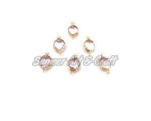 Gold Plated Brass Pink Quartz Gemstone Connector, Occasion : Festival