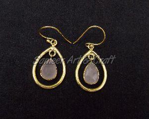 Rose Quartz Gemstone Earring with Gold Plated