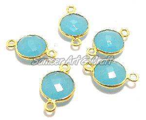 Brass Peru Chalcedony Bezel Connector, Gender : Male/ Female