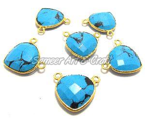 Brass Turquoise Heart Bezel Connector, Gender : Male/ Female