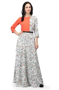 Shubhangini Fashion Printed Fit  Flare Maxi Dress