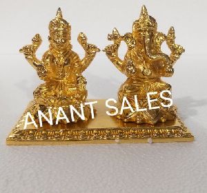 Brass Gold Plated Laxmi Ganesha Statue