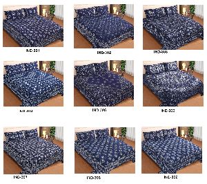 Cotton Printed Bedsheet King Size with 2 Pillow Cover Combo Rajasthani Indian Indigo