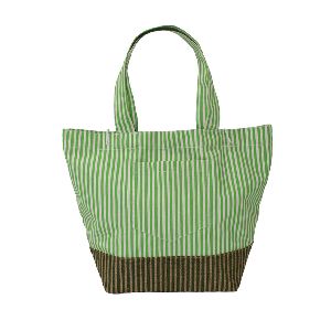 12 OZ Natural Canvas Tote Bag With One Color Striped Print