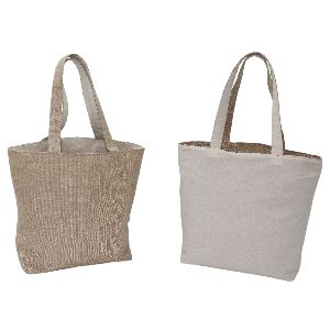 Juco & 150 Gsm Natural Cotton Reversible Tote Bag With Self Handle