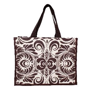 PP Laminated 10 Oz Natural Canvas Tote Bag With Allover Print