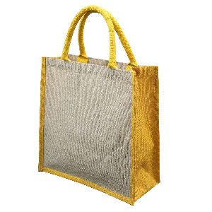 PP Laminated Jute Tote Bag With Padded Rope Handle.