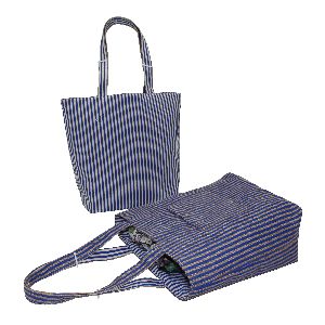 Reversible Handle With Overall Print Design Jute Cotton Tote Bag