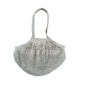 Square Texture Cotton Mesh Grocery Bag With Web Handle