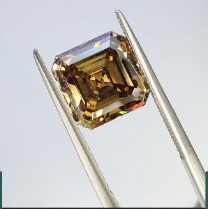 Yellow Asscher Cut Moissanite Diamond