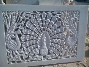 White Stone Handcrafted Carving Grill Jali
