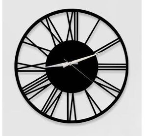 Black metal wall clock