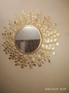 Golden Leaf Wall Hanging Mirror