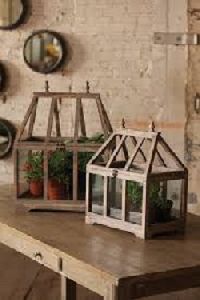 Wooden house glass terrariums