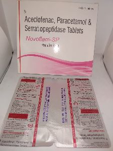 Novoflam - SP   (  Aceclofenac 100 mg. + Paracetamol 325 mg. + Serratiopeptidase 15 mg )