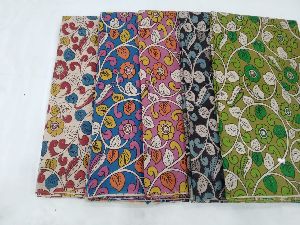 kalamkari  printed fabric with different colours
