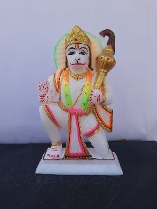 Ashirwad Mudra White Marble Hanuman Statue