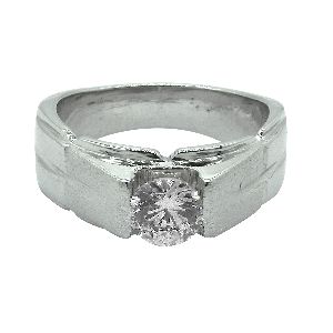 Solid White Gold Solitaire Diamond Ring