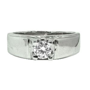 Solitaire White Gold Engagement Ring 14K