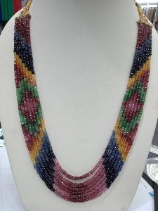 Natural Ruby Sapphire Emerald Necklace
