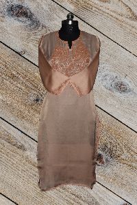 Brown Tilla Embroidery Kashmiri Kurti